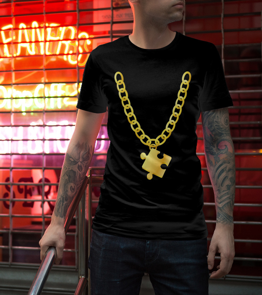 Original Autism Awareness Gold Puzzle Necklace T-Shirt