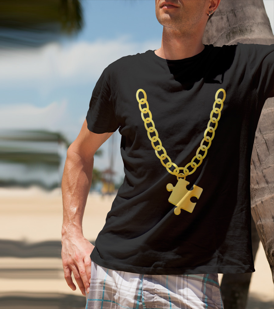 Original Autism Awareness Gold Puzzle Necklace T-Shirt