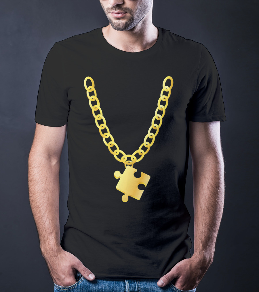 Original Autism Awareness Gold Puzzle Necklace T-Shirt