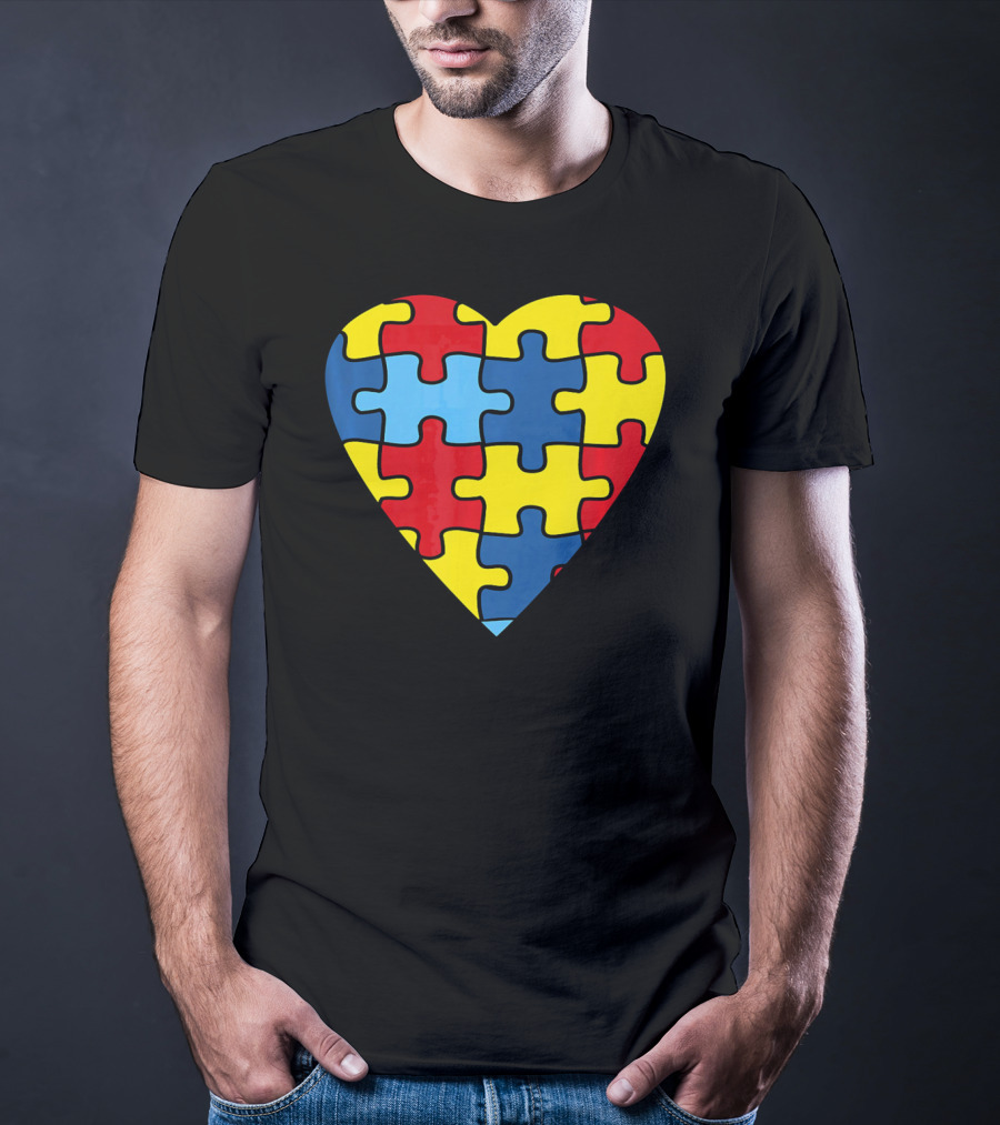 No Words Just Love Puzzle Heart Autism Awareness T-Shirt