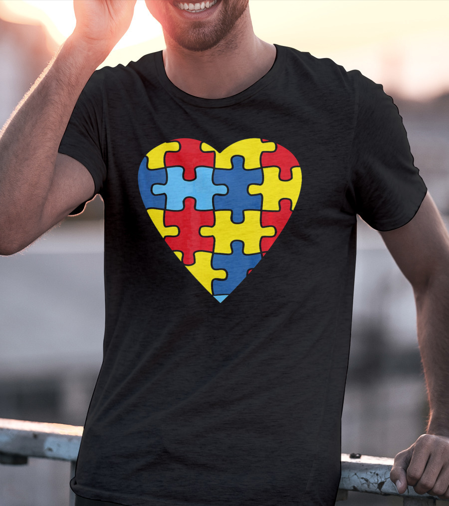No Words Just Love Puzzle Heart Autism Awareness T-Shirt