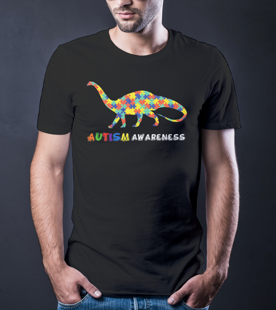 Autism Awareness Dinosaur Puzzle T-Shirt