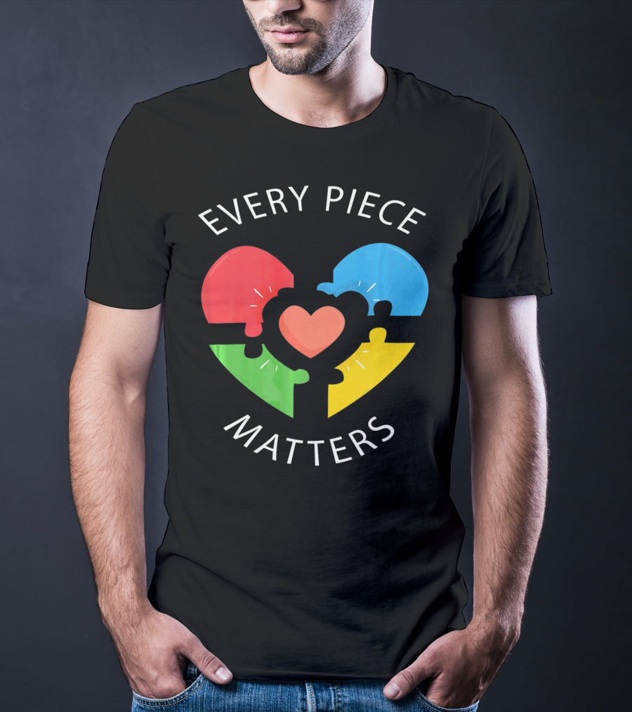 Every Piece Matters Puzzle Heart Colors Autism Awareness T-Shirt