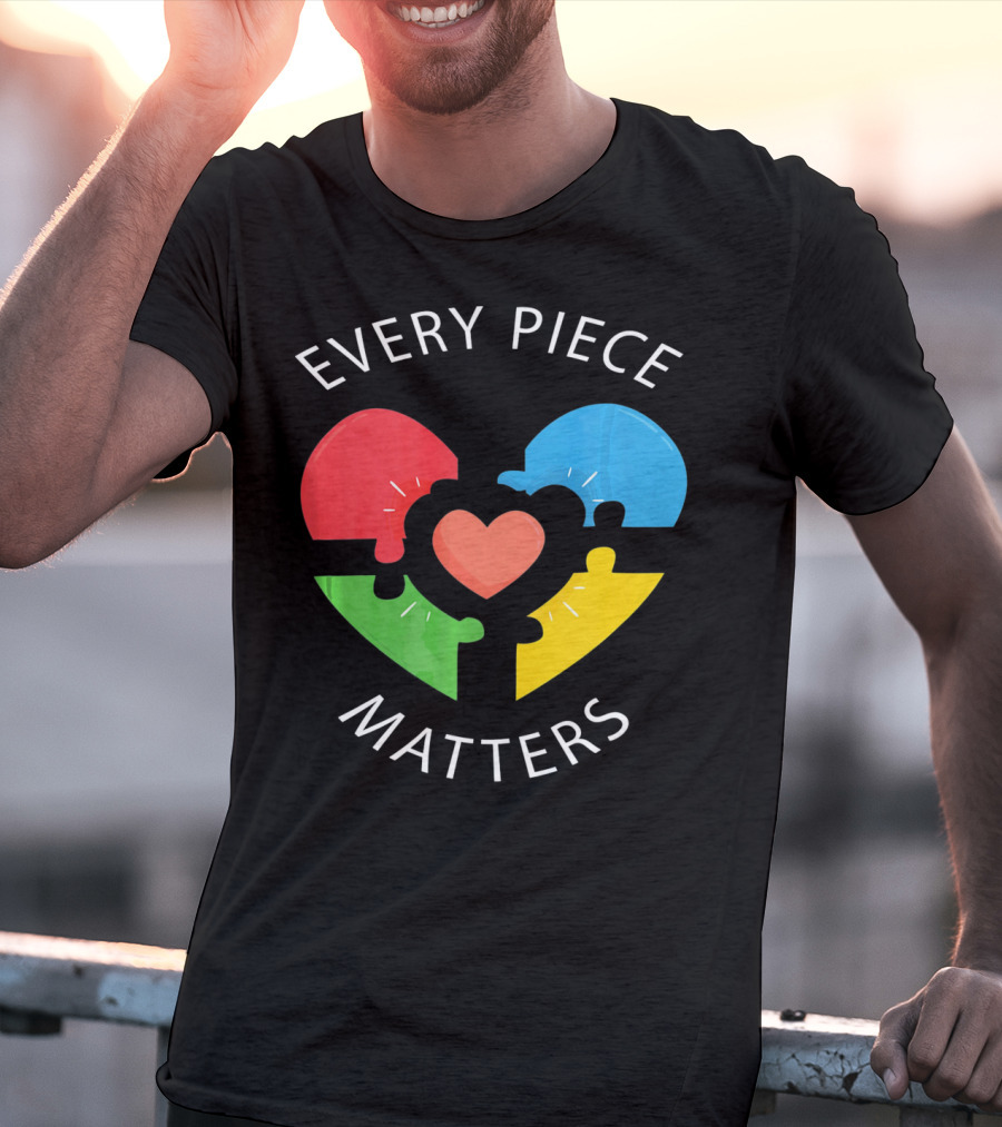 Every Piece Matters Puzzle Heart Colors Autism Awareness T-Shirt