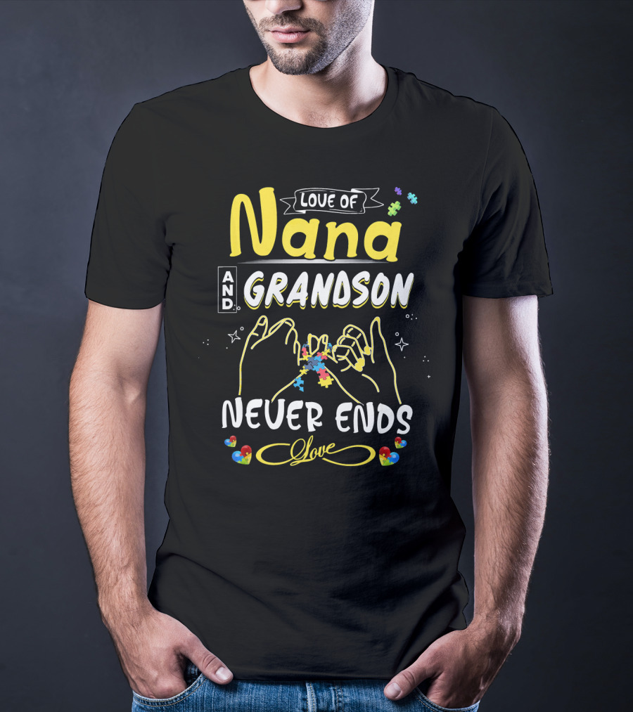 Love Of Nana And Grandson Never Ends Love Puzzle Connection T-Shirt