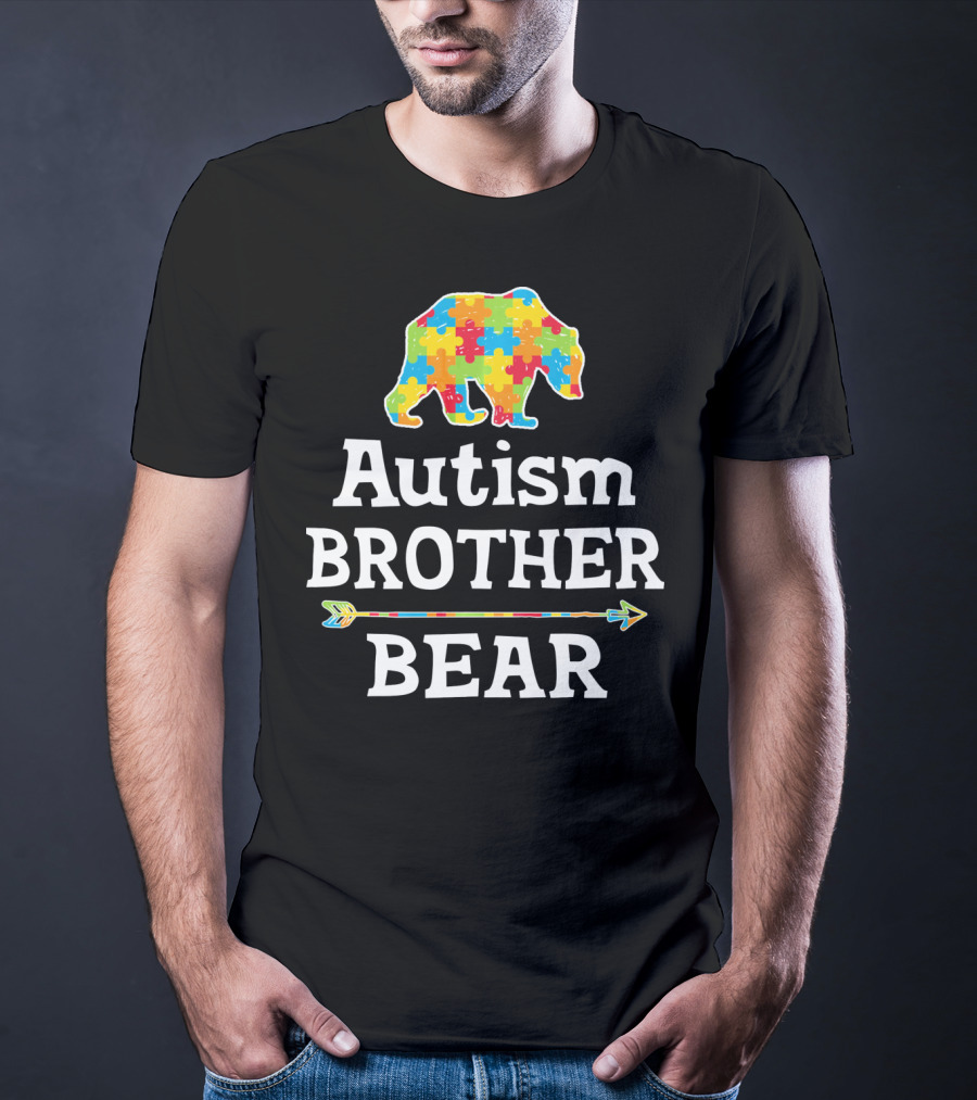 Autism Brother Bear Puzzle Piece Awareness Arrow T-Shirt