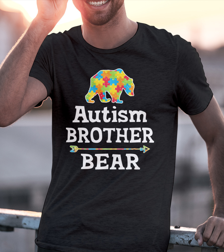 Autism Brother Bear Puzzle Piece Awareness Arrow T-Shirt
