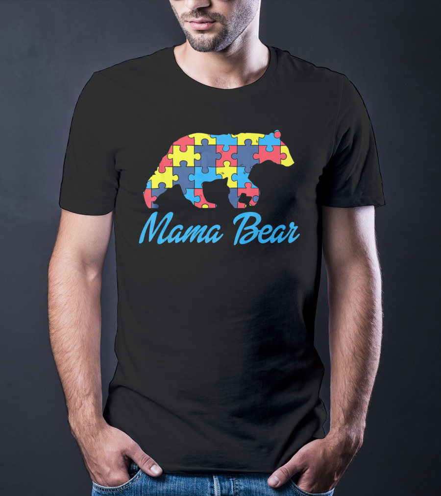 Mama Bear Autism Puzzle Awareness T-Shirt