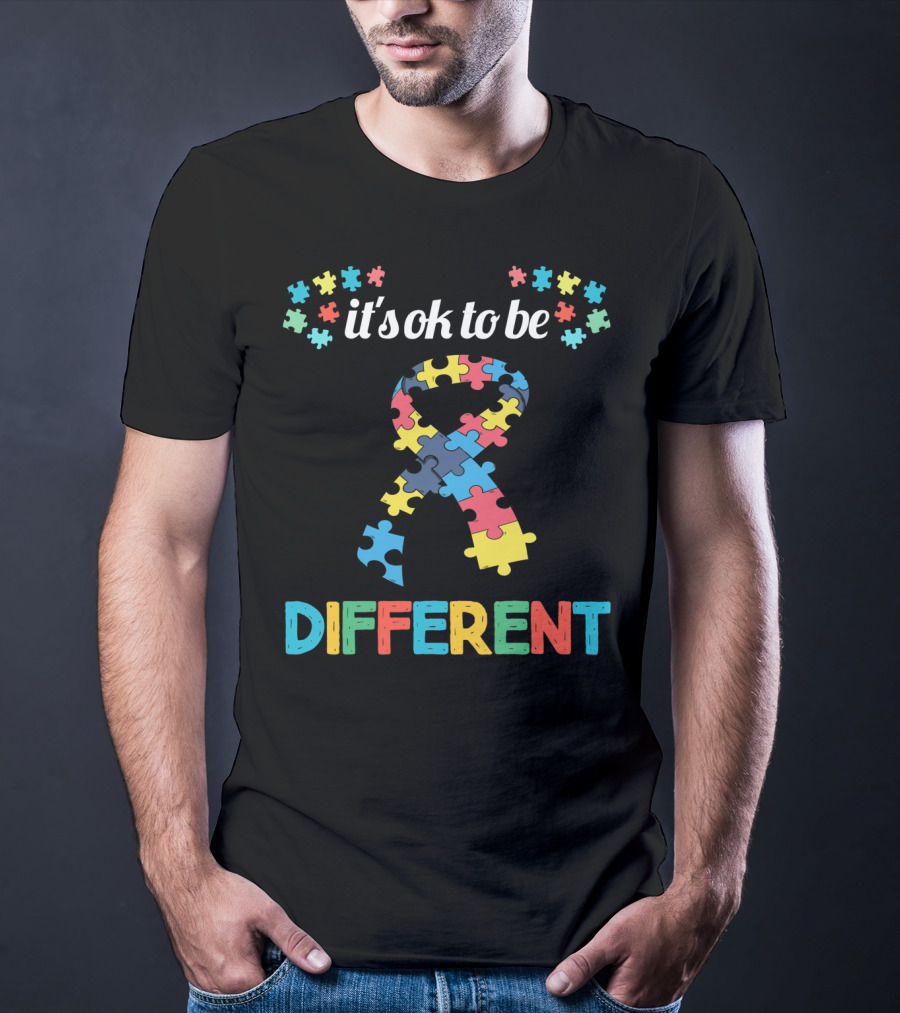It's Ok To Be Different Autism Awareness Month Puzzle T-Shirt