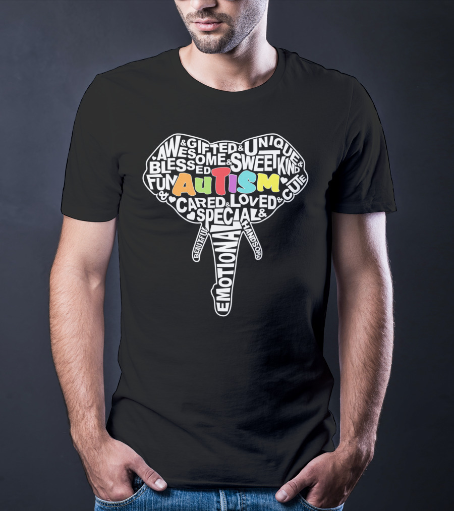 Autism Gifted Awesome Unique Emotional Elephant Face T-Shirt