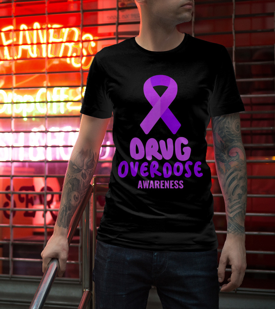 Drug Overdose Awareness Purple Ribbon Awareness T-Shirt