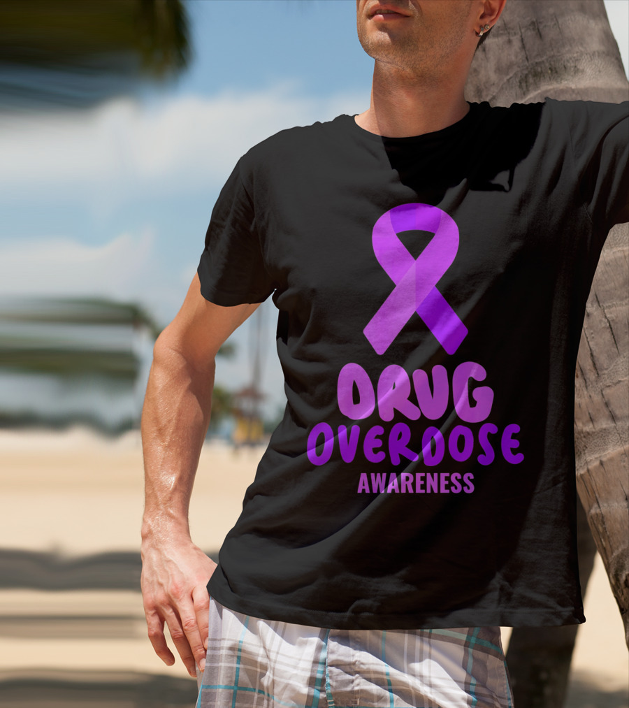 Drug Overdose Awareness Purple Ribbon Awareness T-Shirt