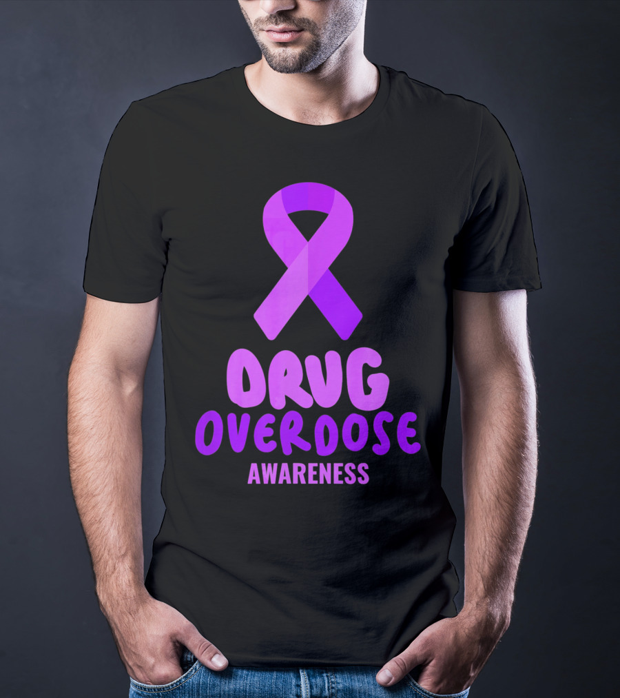 Drug Overdose Awareness Purple Ribbon Awareness T-Shirt