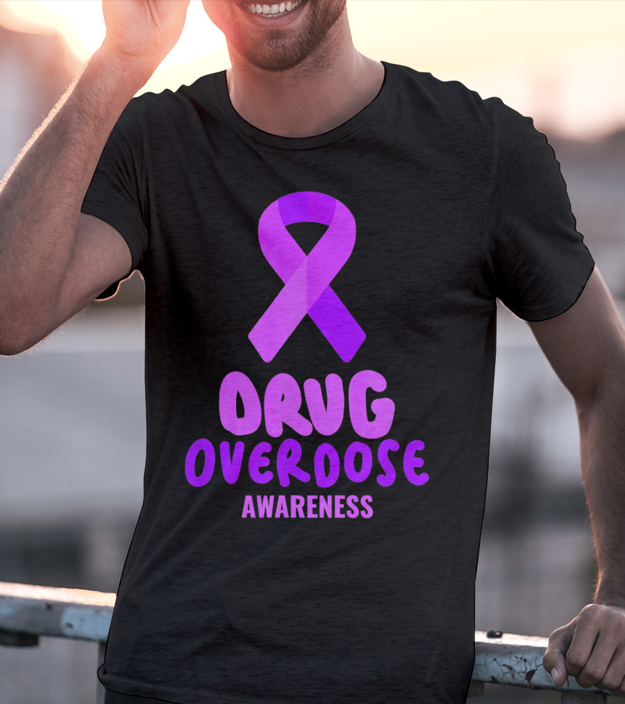 Drug Overdose Awareness Purple Ribbon Awareness T-Shirt