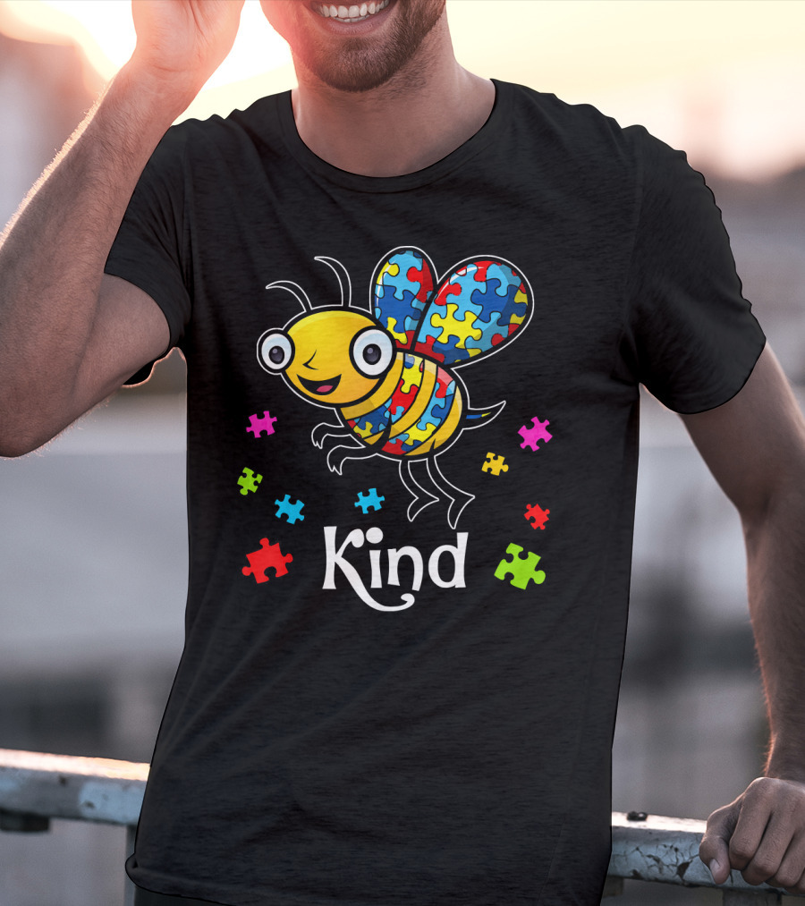Autism Awareness Puzzle Bee Kind T-Shirt