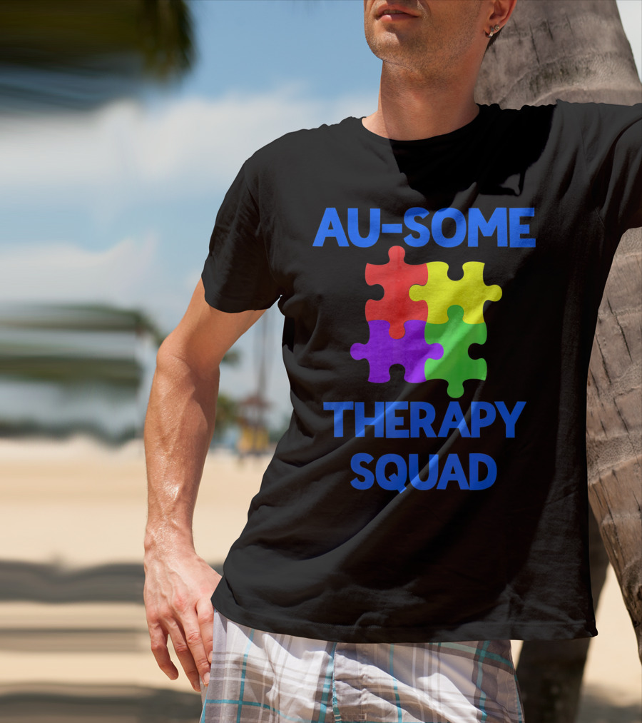 AU-SOME Therapy Squad Autism Awareness Puzzle Pieces T-Shirt