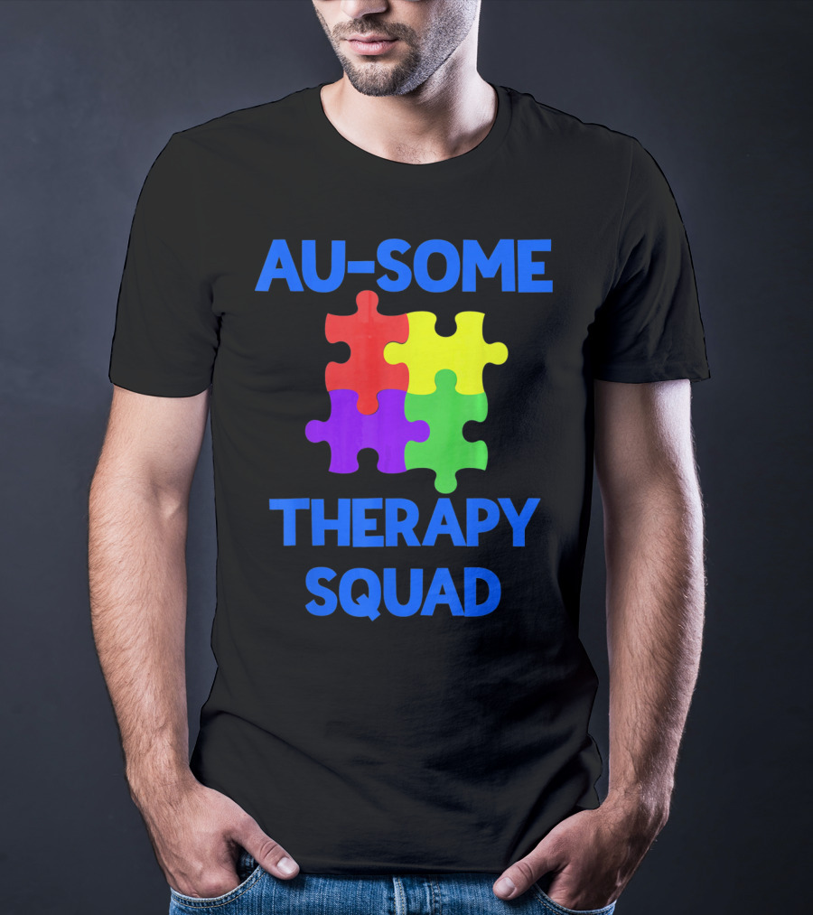 AU-SOME Therapy Squad Autism Awareness Puzzle Pieces T-Shirt