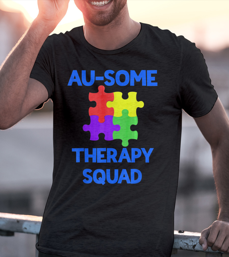 AU-SOME Therapy Squad Autism Awareness Puzzle Pieces T-Shirt
