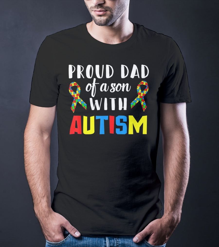 Proud Dad Of A Son With Autism Puzzle T-Shirt