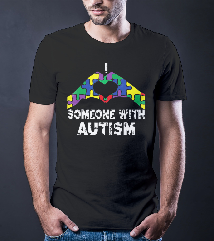 I Love Someone With Autism Autism Awareness Puzzle Heart T-Shirt
