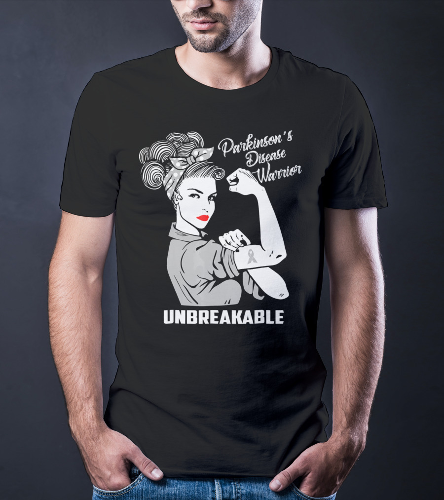 Parkinson's Disease Warrior Unbreakable Rosie The Riveter T-Shirt