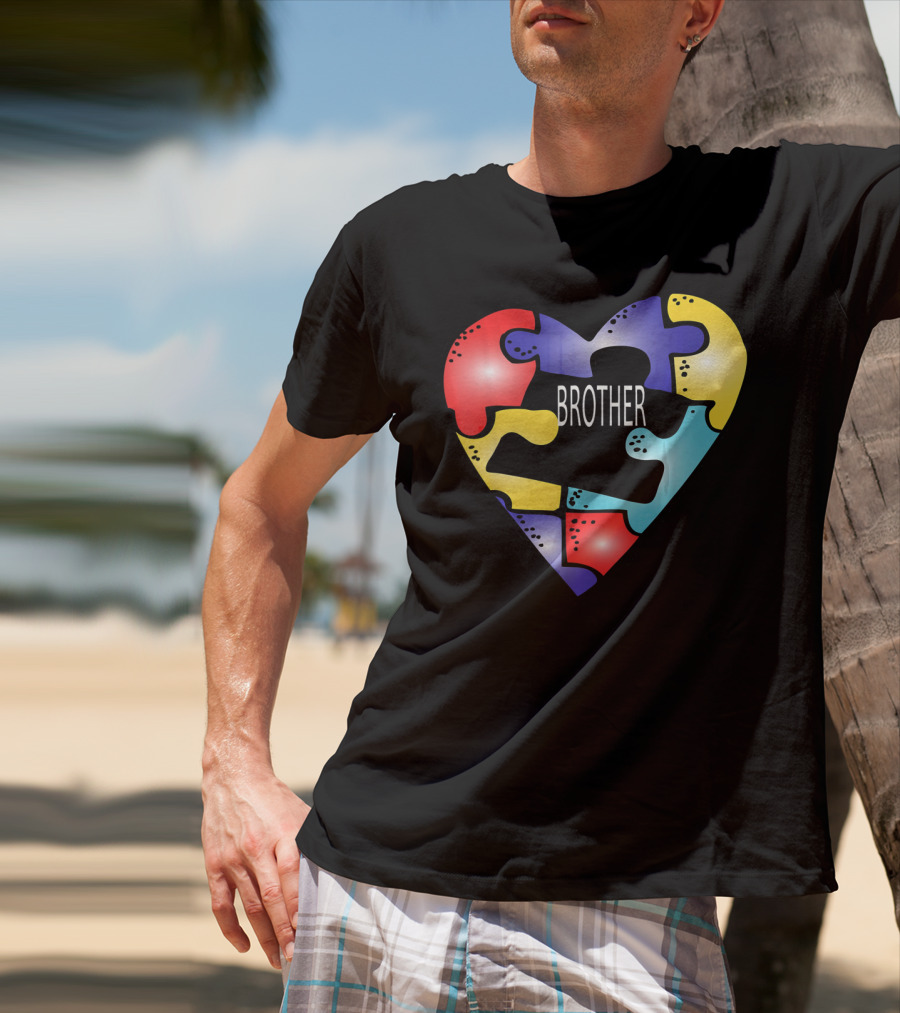 Brother Puzzle Heart Autism Awareness T-Shirt