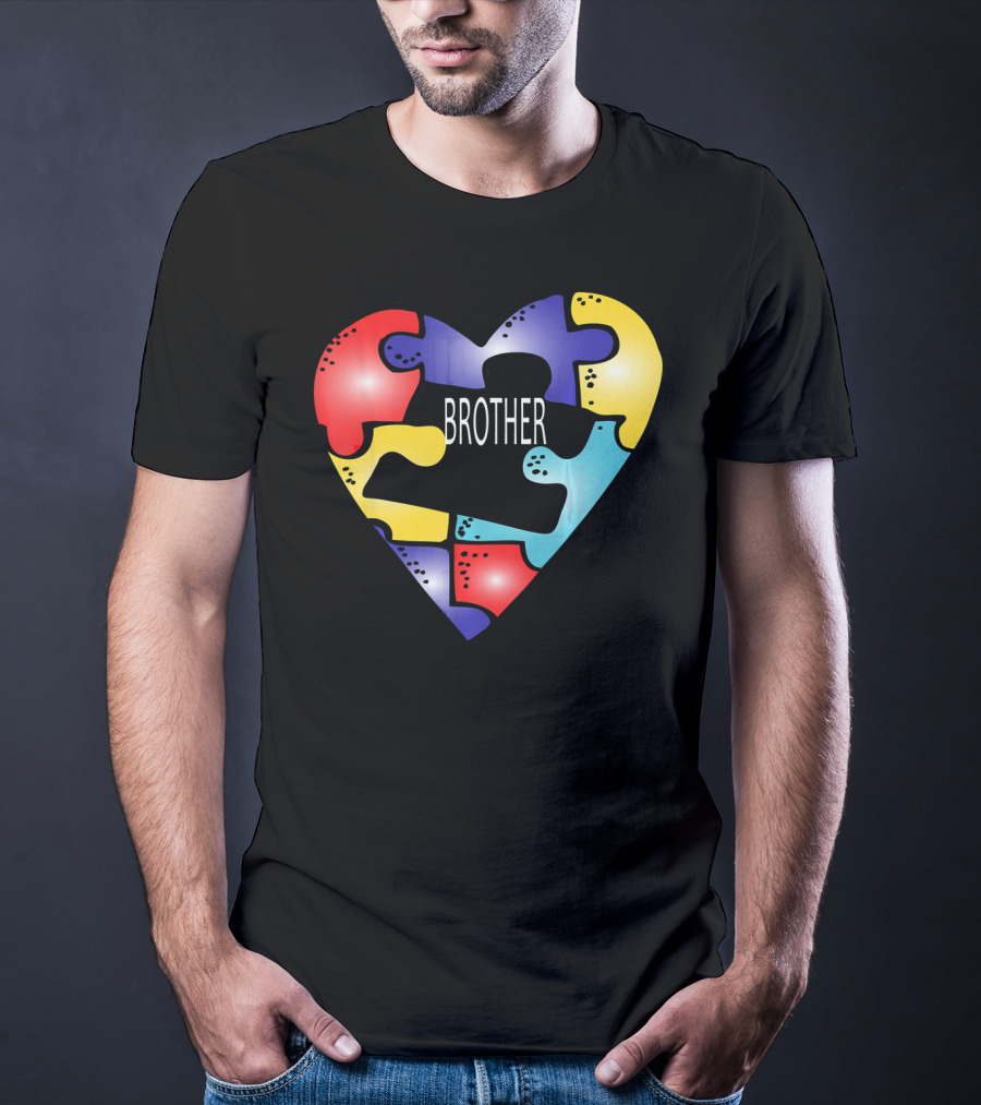 Brother Puzzle Heart Autism Awareness T-Shirt