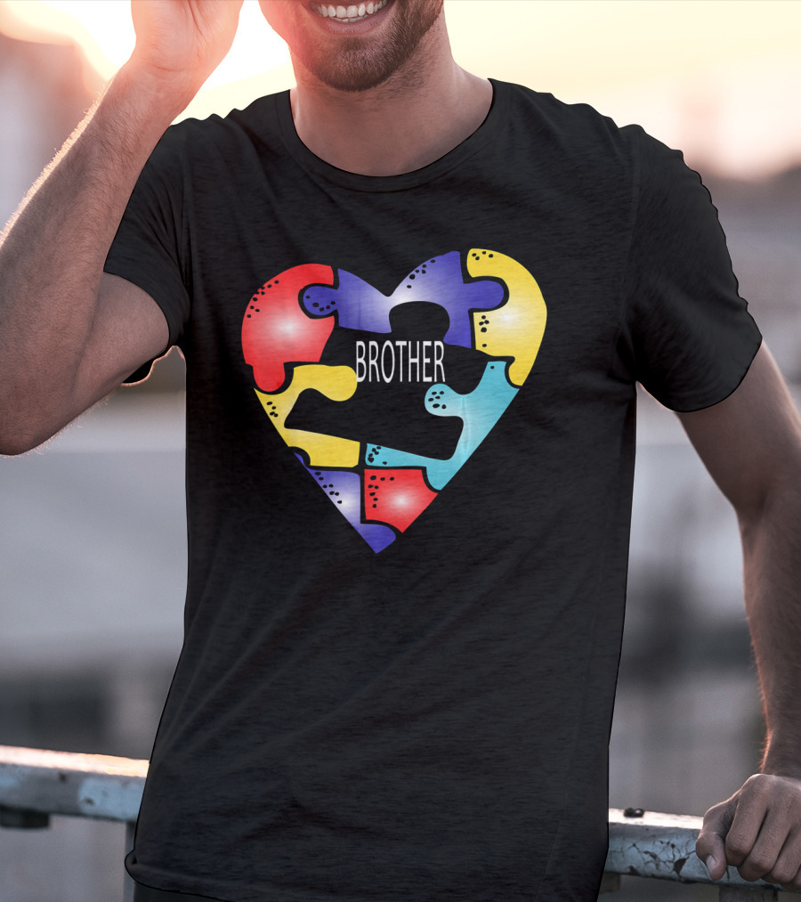 Brother Puzzle Heart Autism Awareness T-Shirt