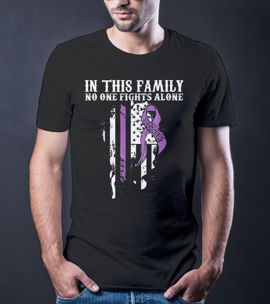 In This Family No One Fights Alone Warrior Epilepsy Awareness T-Shirt