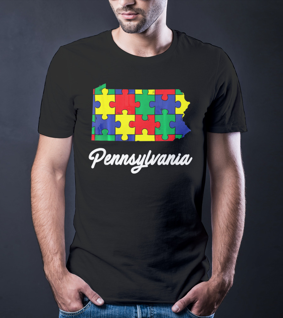 Pennsylvania Autism Puzzle Map Awareness T-Shirt