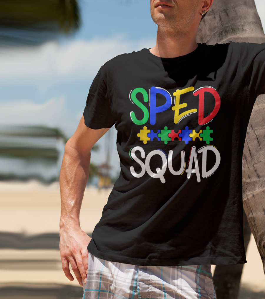 SPED Squad Autism Awareness Puzzle Piece Colors T-Shirt