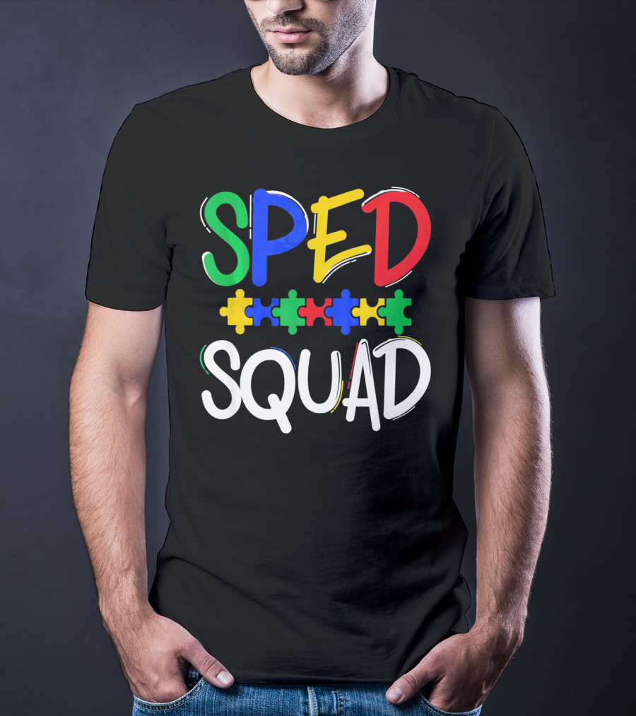 SPED Squad Autism Awareness Puzzle Piece Colors T-Shirt