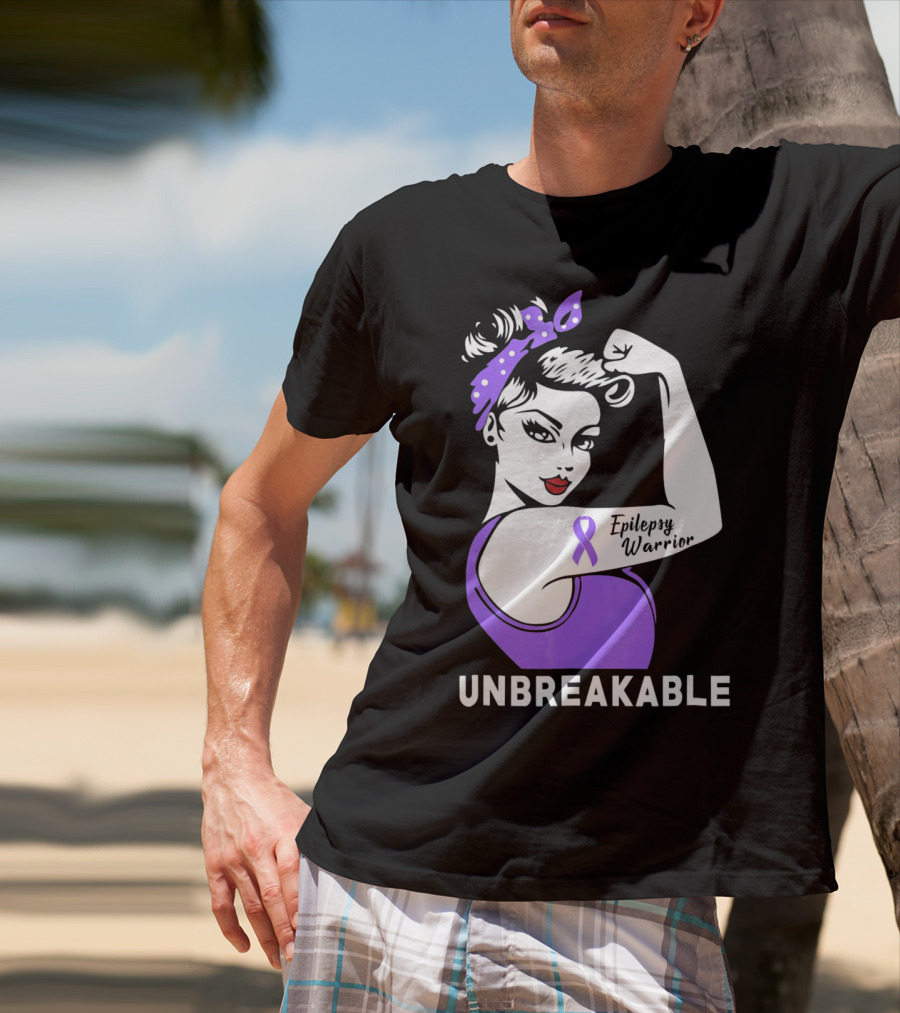 Epilepsy Warrior Unbreakable With Purple T-Shirt