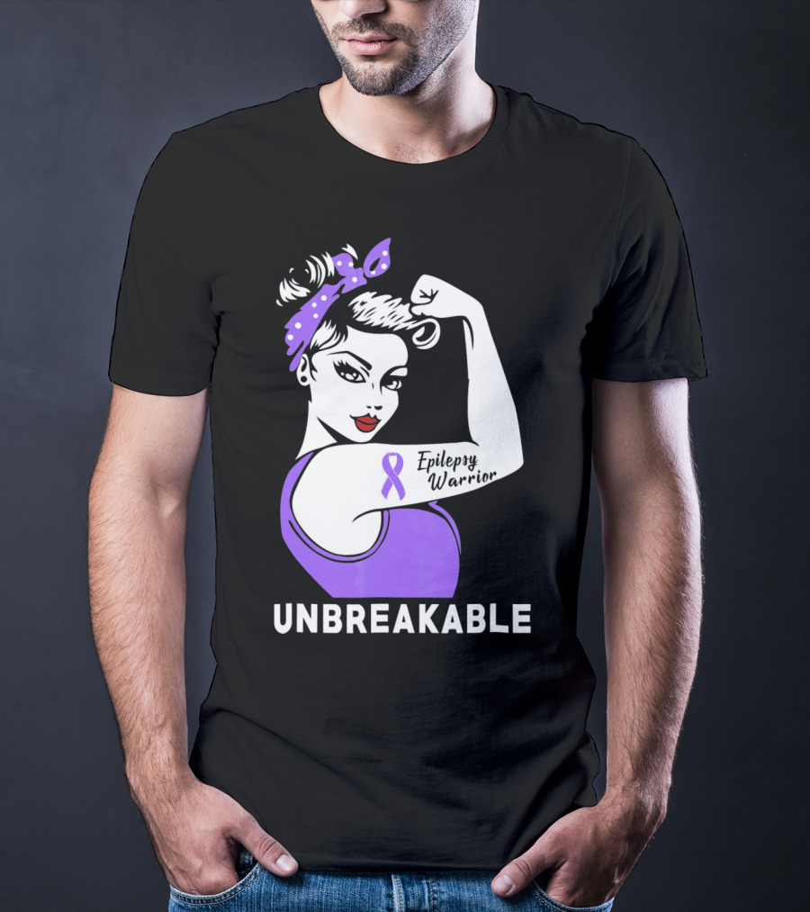 Epilepsy Warrior Unbreakable With Purple T-Shirt