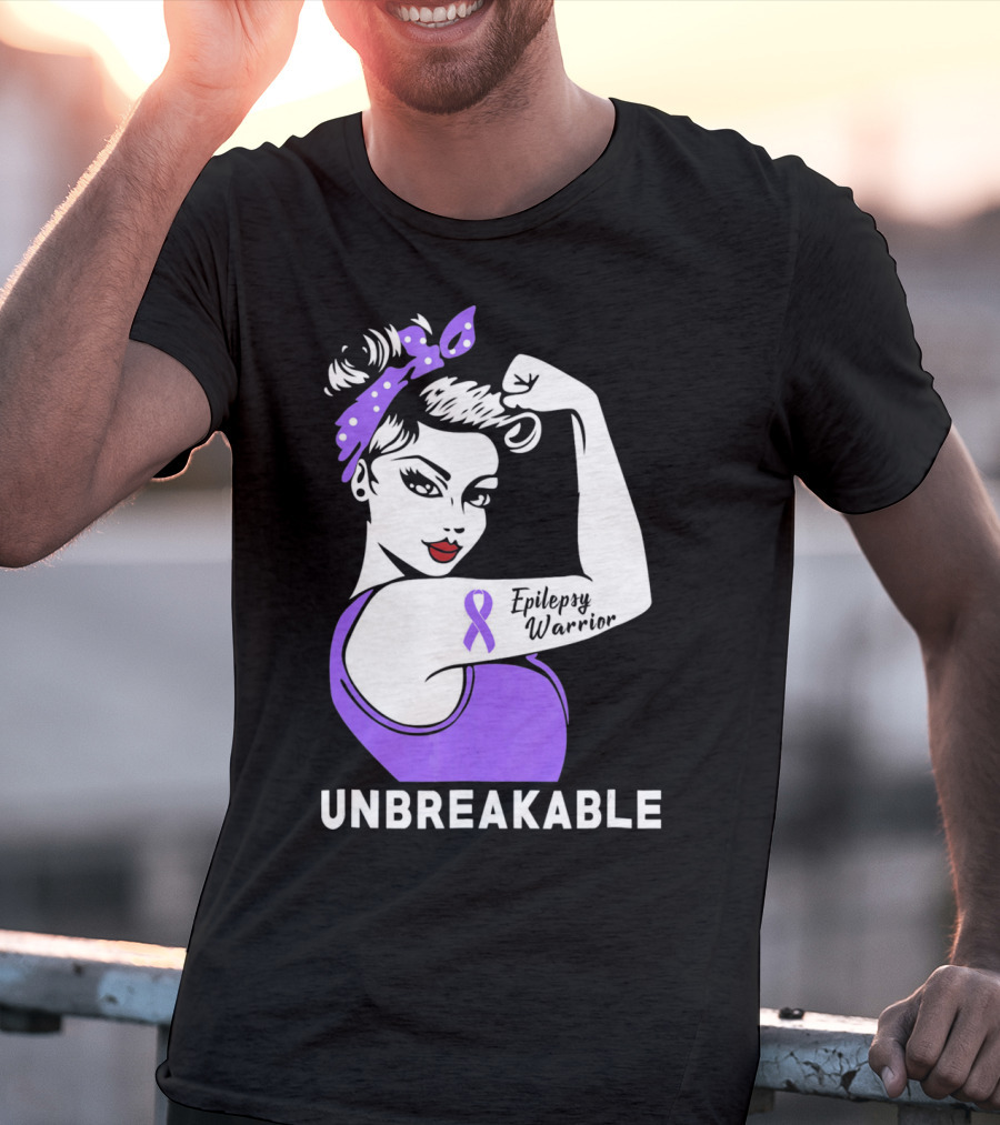 Epilepsy Warrior Unbreakable With Purple T-Shirt