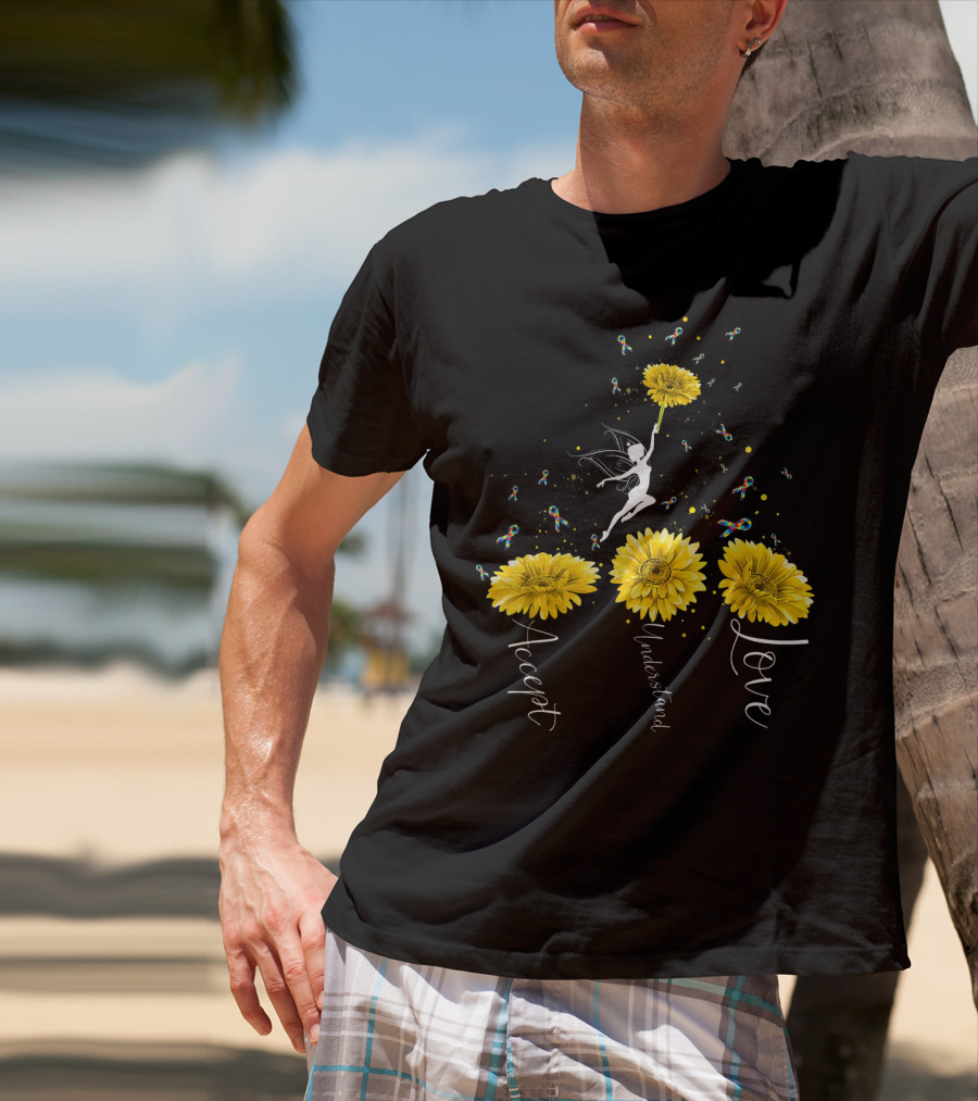 Accept Understand Love Sunflower Autism Awareness Fairy T-Shirt
