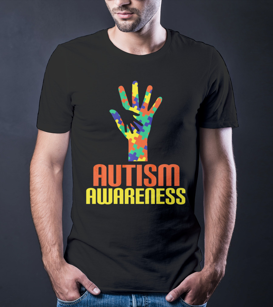 AUTISM AWARENESS Support Autism Speaks Puzzle Piece Hand T-Shirt