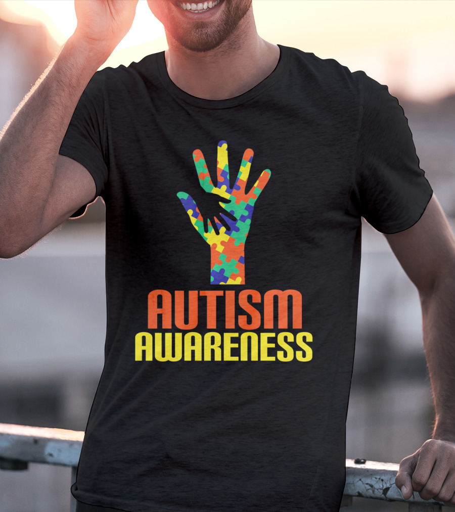 AUTISM AWARENESS Support Autism Speaks Puzzle Piece Hand T-Shirt