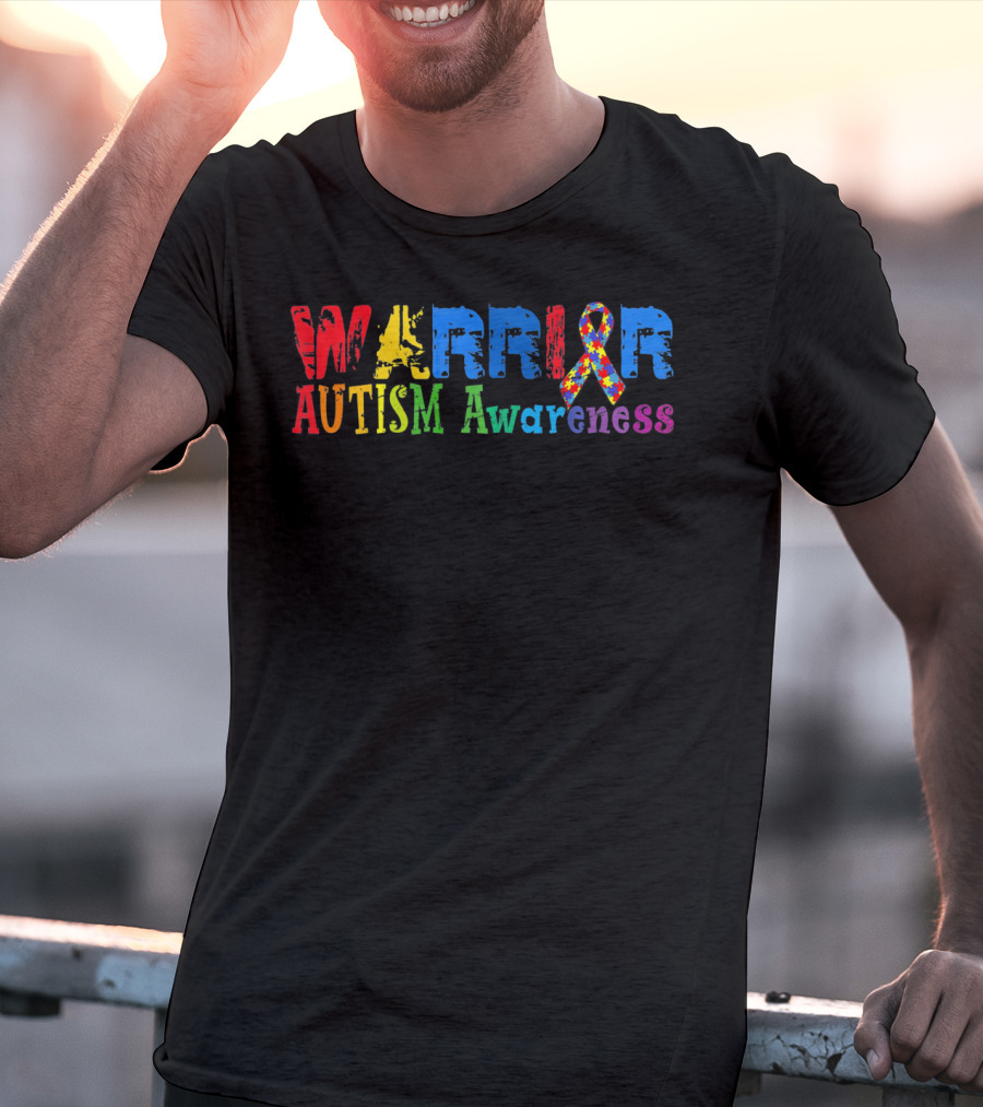 Warrior Autism Awareness Colorful Puzzle T-Shirt