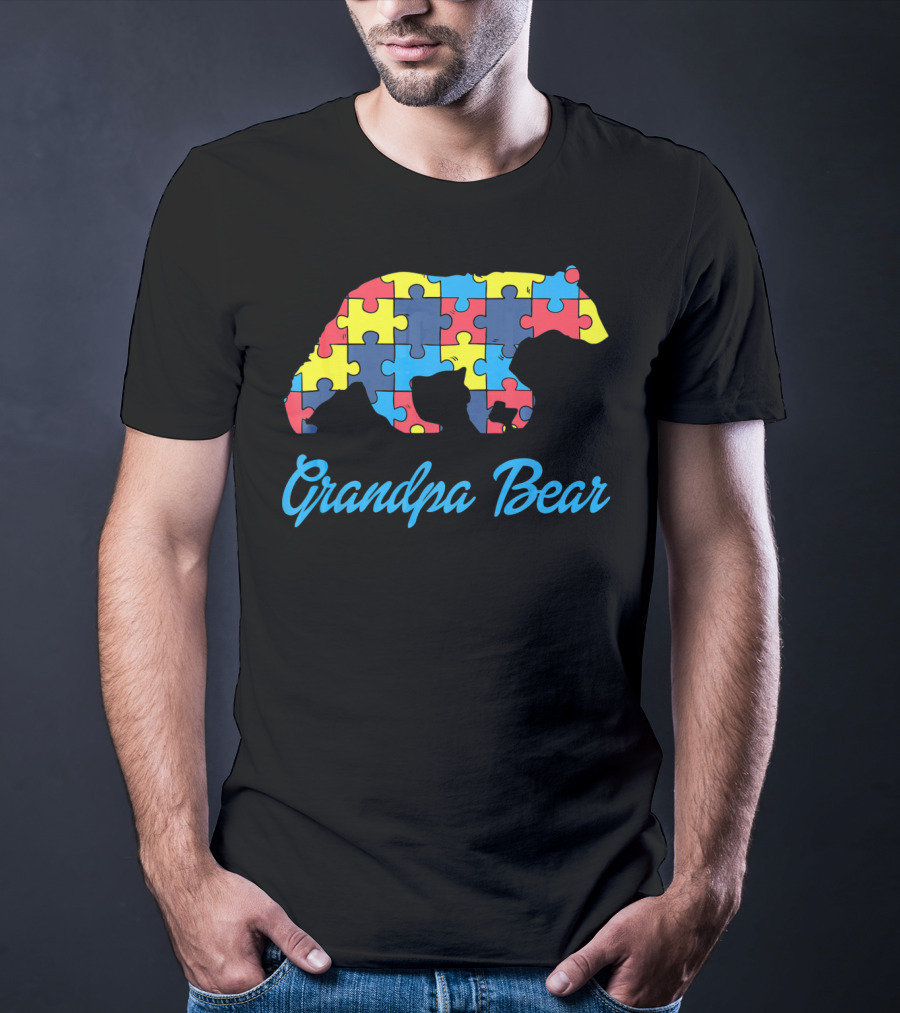 Grandpa Bear Puzzle Autism Awareness T-Shirt
