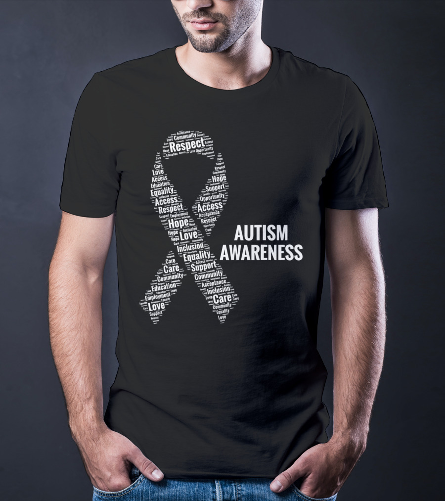 Autism Awareness Respect Access Care Support Ribbon Inclusion Equality Community T-Shirt