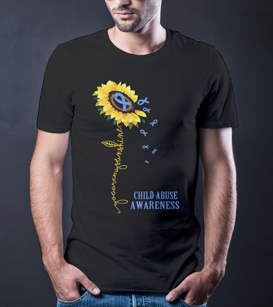 Youaremysunshine Child Abuse Awareness Sunflower Blue T-Shirt