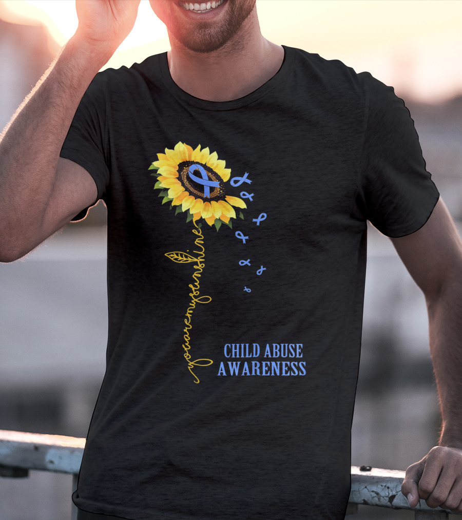 Youaremysunshine Child Abuse Awareness Sunflower Blue T-Shirt