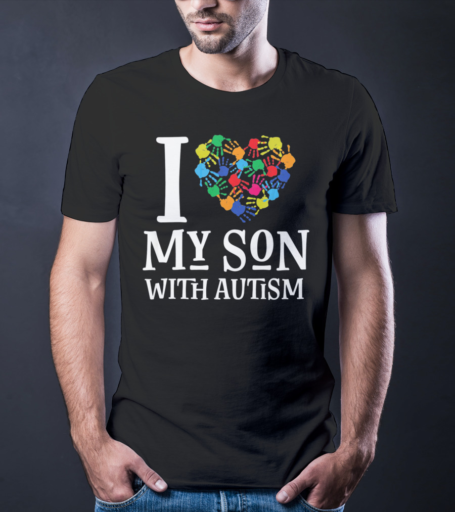 I Love My Son With Autism Spectrum Awareness T-Shirt