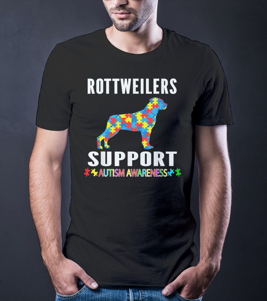 Rottweilers Support Autism Awareness Puzzle Piece T-Shirt