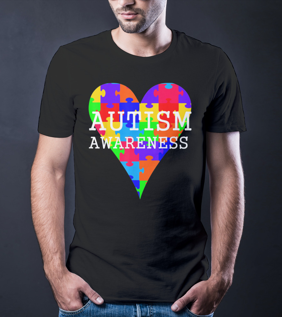 Autism Awareness Puzzle Heart Rainbow T-Shirt