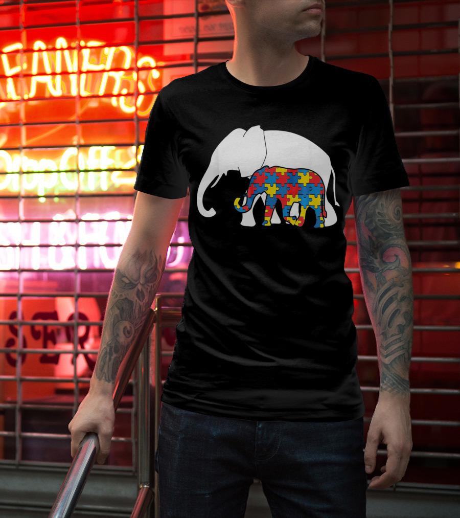 Autism Awareness Puzzle Elephant T-Shirt