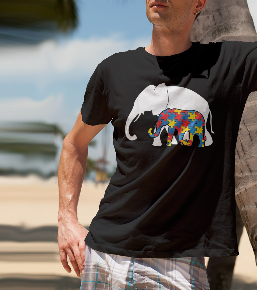 Autism Awareness Puzzle Elephant T-Shirt