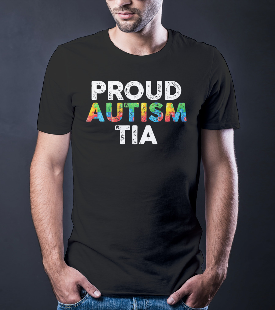 Proud Autism Tia Autism Awareness Colorful Puzzle T-Shirt