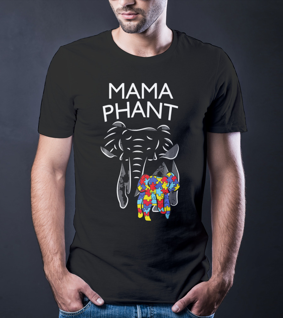 Mama Phant Autism Awareness Puzzle Elephant T-Shirt
